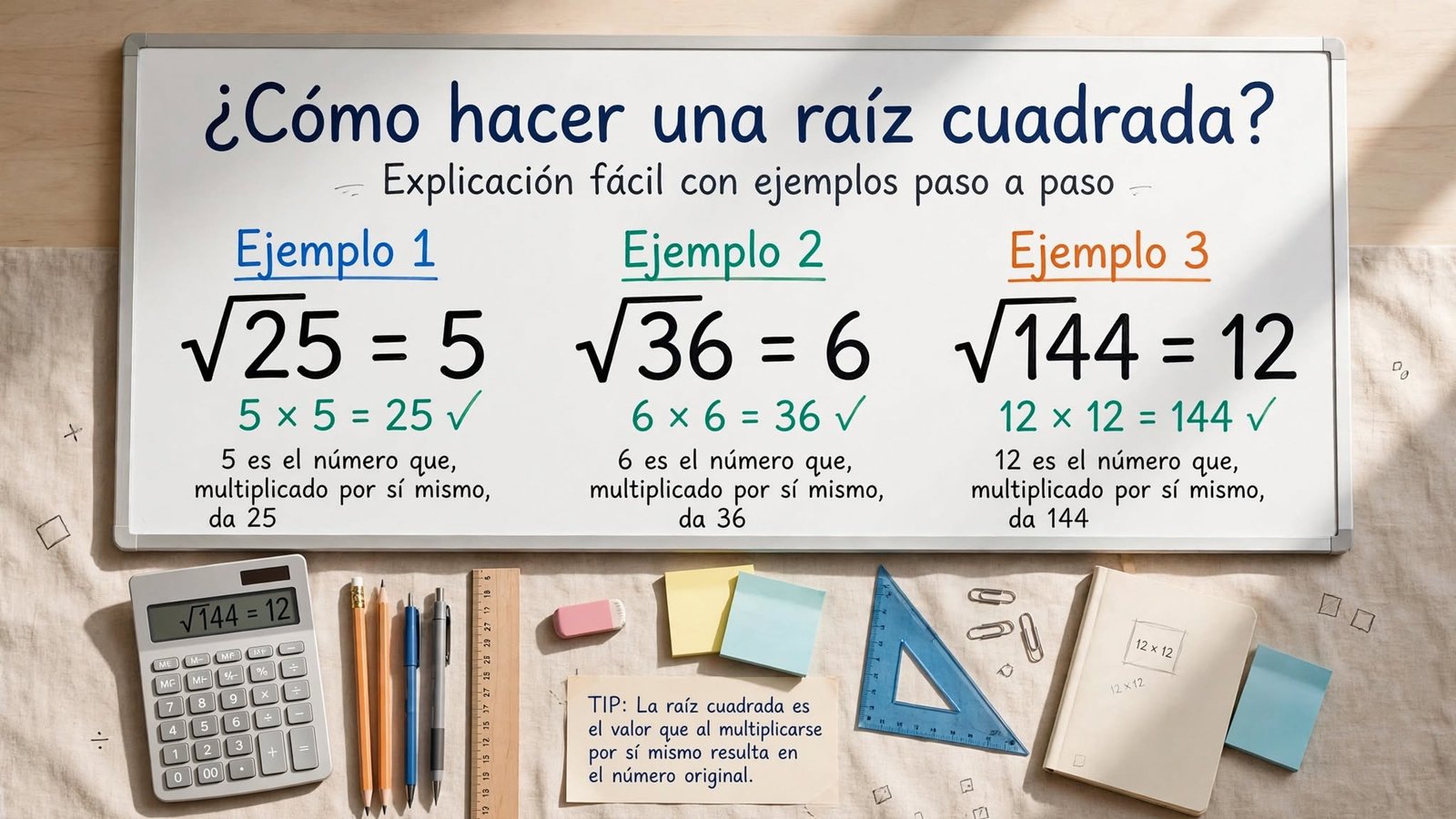 ¿Cómo hacer una raíz cuadrada? Explicación fácil con ejemplos paso a paso
